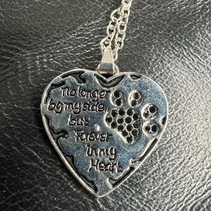 Heart Pendant Necklace with Paw Print